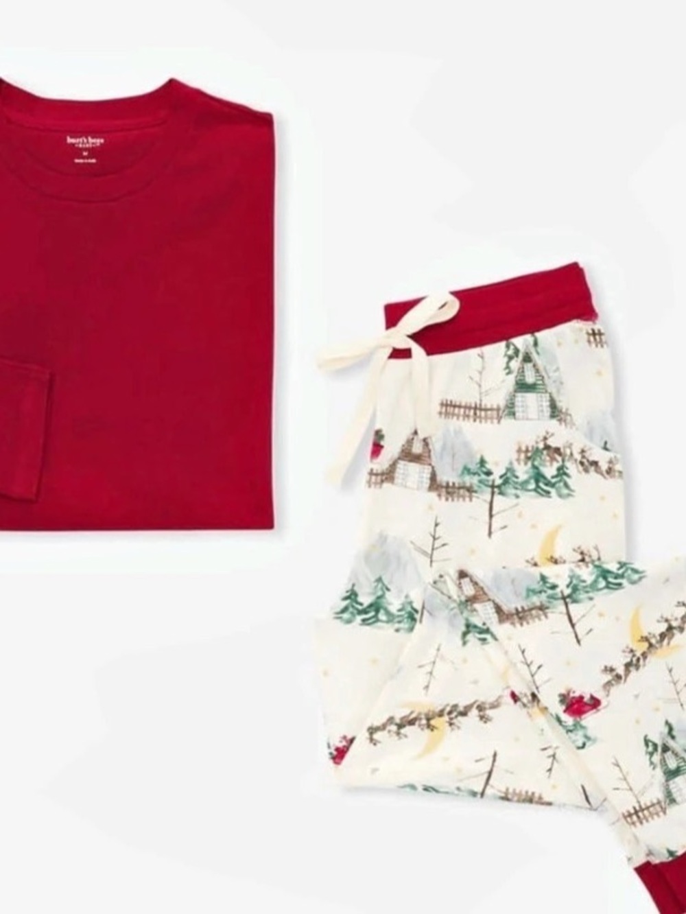 Burt’s bees family matching Pajama Set in Red & Cream NWT